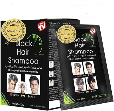 MQUPIN Instant Hair Dye Shampoo 10 Pcs Black 2-in-1 Natural Ingredients Lasts