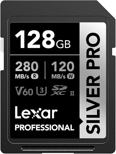 Lexar Silver Pro 128GB SDXC UHS-II U3 V60 Read 280MB/s Write 120MB/s