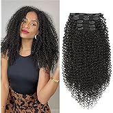 Curly Clip in Hair Extensions, Urbeauty Pink Mango 6 PCS 100% Pure Protein Silk Kinky Curly Hair Extensions Clip Ins for Black Women Hair Soft Natural Durable Light Long Lifespan