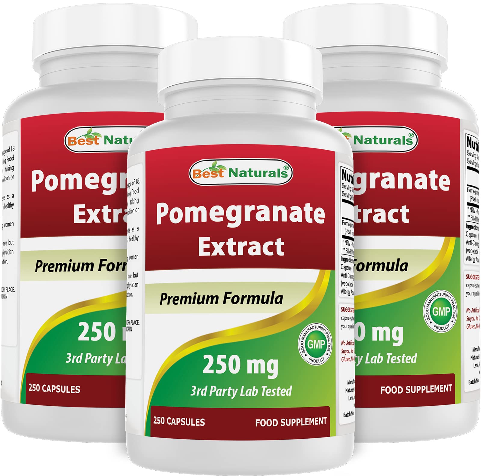 Best Naturals Pomegranate Extract 250 mg 250 Capsules (250 Count (Pack of 3))