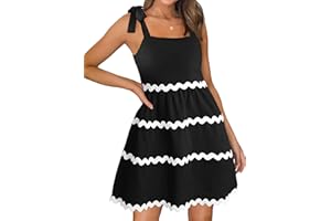 ZESICA Women's 2024 Summer Swing Mini Dress Casual Spaghetti Straps Sleeveless Smocked Backless Flowy A Line Sundress