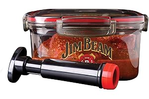 Jim Beam Vacuum Seal Marinade Box, Air Sealed Pump, Removes air from the Marinade Box, Speedy Marination Process, Barbecue and Grilling Marinator, Perfect Marination of Beef, Chicken and Fish