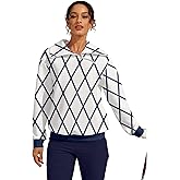 ACEGOLFS Womens Quarter Zip Golf Sweatshirts Casual Long Sleeve Turtleneck Pullover Sweaters Loose Printed Ladies Workout Top