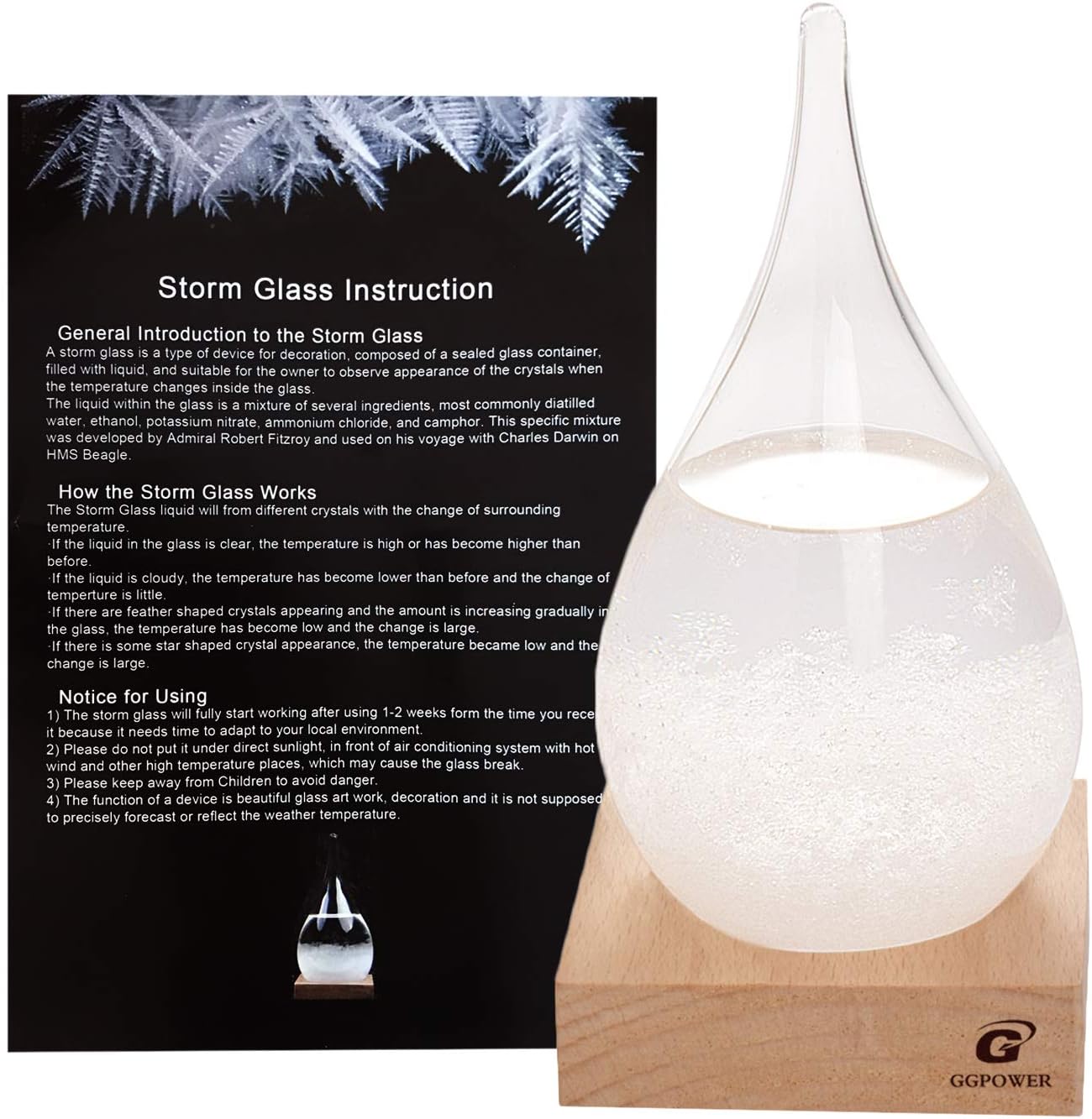 GGPOWER Creative Stylish Desktop Drops Storm Glass Crafts Weather bottle Forecast Bottle Barometer (612)