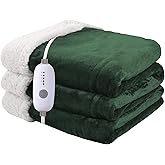 Minervada Heated Blanket Electric Blanket Full Size 72''x84'', Soft Flannel Heating Blanket with 10 Hour Auto Off - 5 Heat Settings - Machine Washable - Grass Green