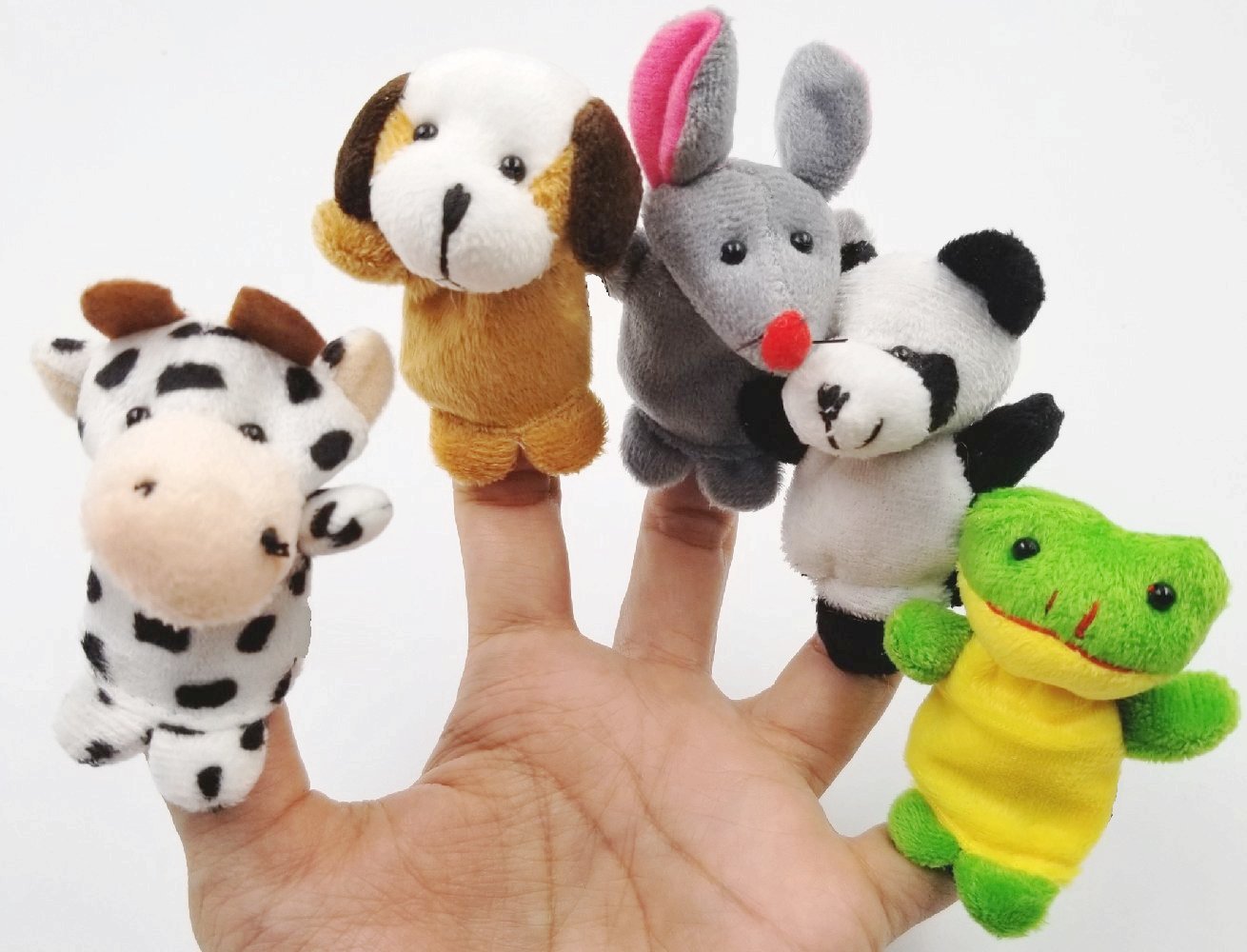 JZK 11 Animal finger puppet set small plush toy animal hand puppet for