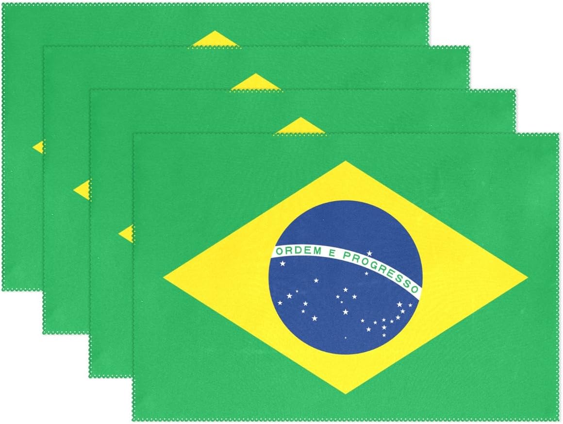 LIANCHENYI Flag Of Brazil Heat-resistant Placemats, Polyester Tablemat Place Mat for Kitchen Dining Room 1 Piece