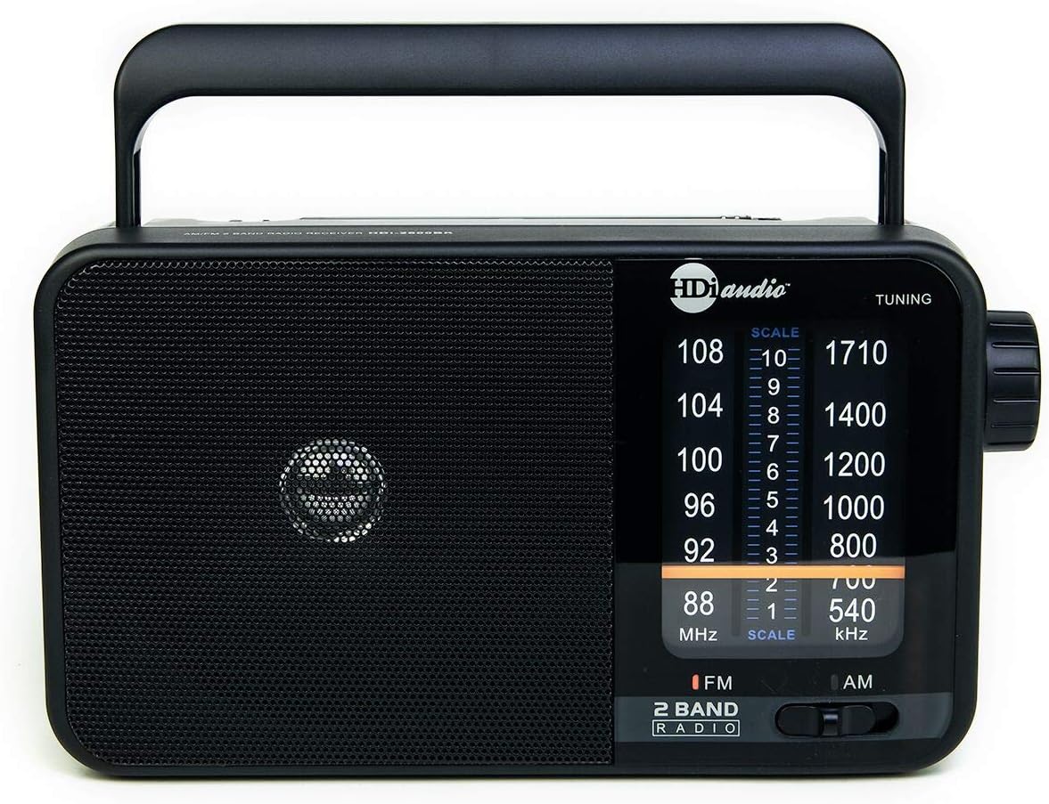HDi Audio Home Portable Premium Retro AM/FM Analog Radio Player + Headphone Jack + Built in Speaker Rugged | Large Tuning Knob | Best Reception (Black): Home Audio & Theater