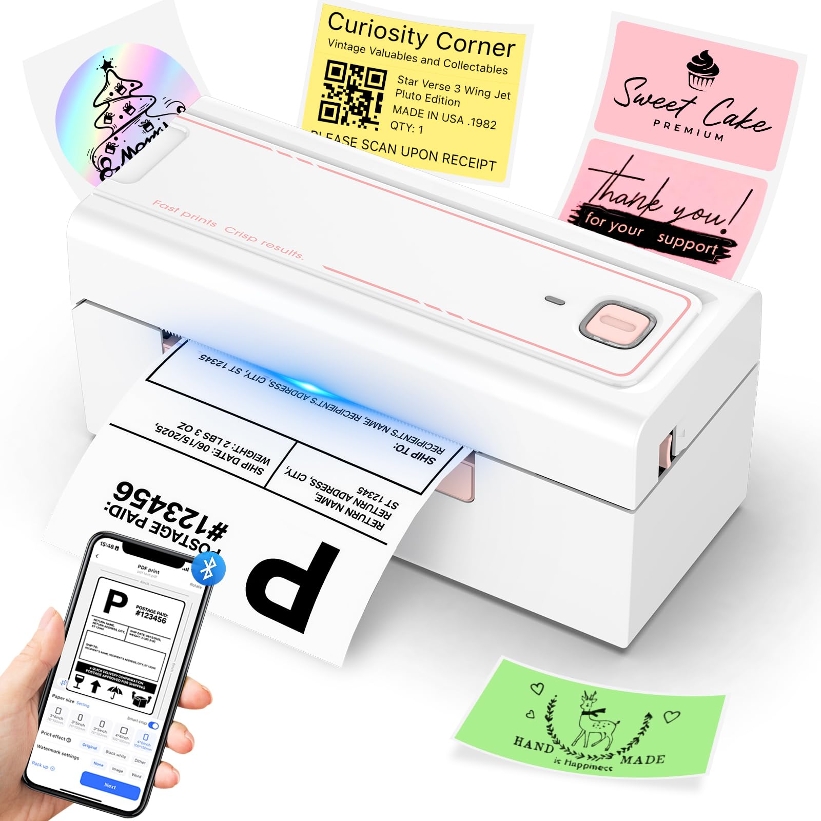 Photo 1 of Hoorola Bluetooth Thermal Shipping Label Printer, Wireless 4x6 Shipping Label Printer for Packages, High-Speed Thermal Printer Compatible with Android, iOS & Windows for Amazon, Ebay, Shopify, USPS