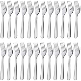 Unokit 24-Piece Stainless Steel Dinner Forks Silverware - 7.1 Inch Silver Dinner Forks Set of 24, Flatware Set for Home, Kitchen or Restaurant, Mirror Polished, Dishwasher Safe