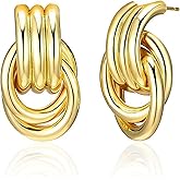 Chunky Small Knot Earrings Geometric Earrings for Women,Dainty Drop Dangle Earrings Trendy