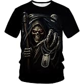 LAOLIUSN Gothic Skull Graphic T-Shirt Novelty Short Sleeve Crewneck Shirt