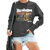 QIANRUO Halloweentown Sweatshirt for Women Vintage Graphic Halloween Party Tees Fall Long Sleeve Crew Neck Pullover Tops