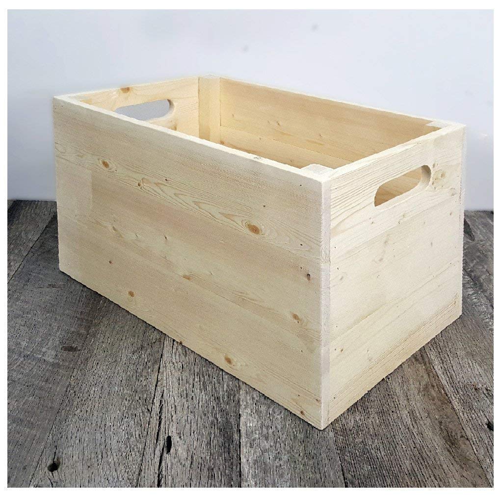 Unfinished Wooden Storage Box with Handles 14" x 14" x 18