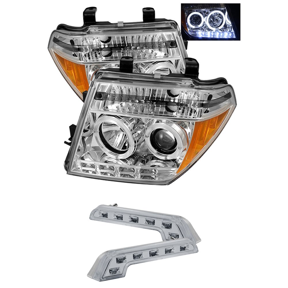 Amazon.com: Nissan Frontier/Nissan Pathfinder Projector Headlights LED Halo  LED Chrome Housing With Clear Lens: Automotive