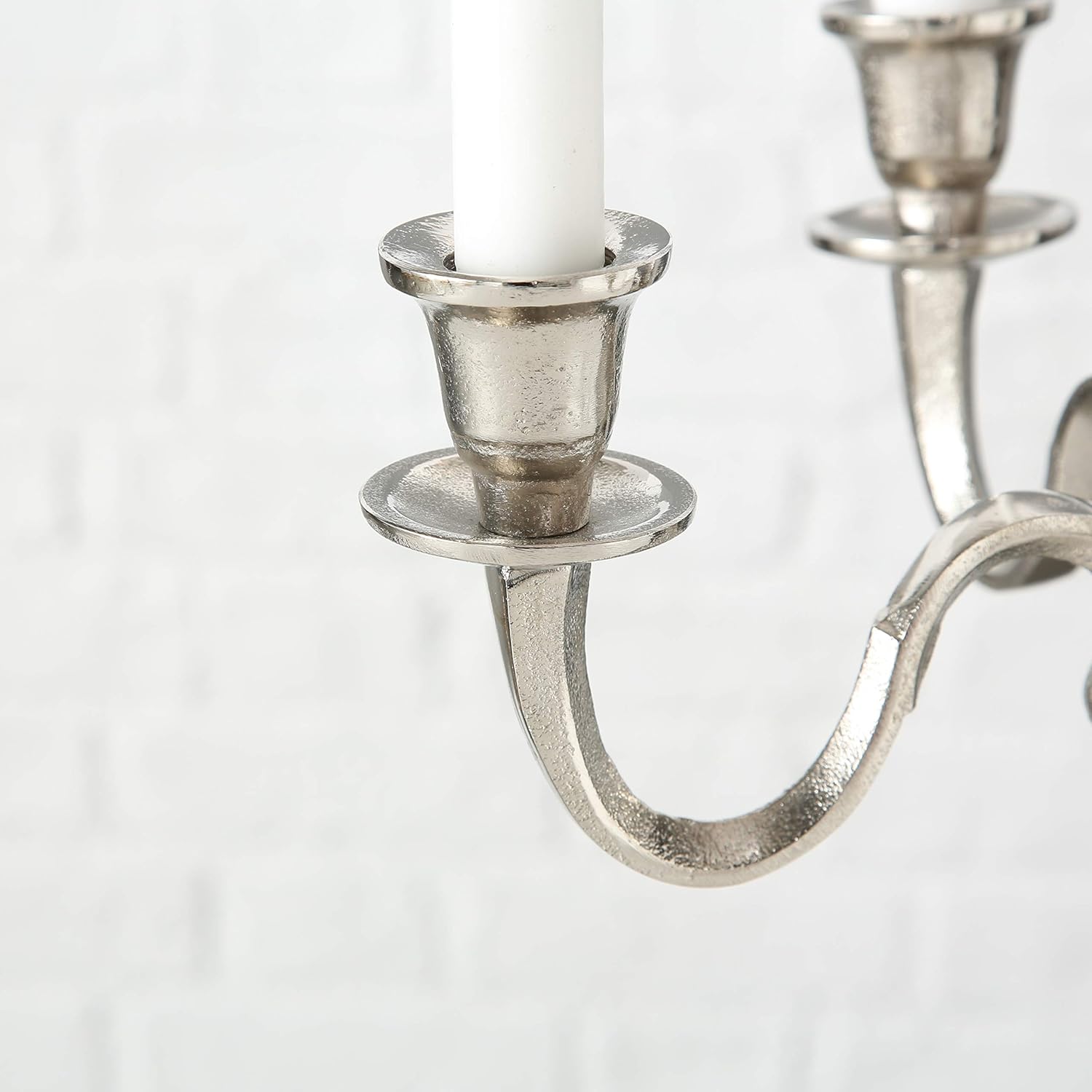 WHW Whole House Worlds Hamptons Five Candle Candelabra, Silver Finish, Centerpiece, Hand Crafted of Cast Aluminum, Atelier Craft Surface Details, Over 1 FT High, (15.75 Inches): Home & Kitchen