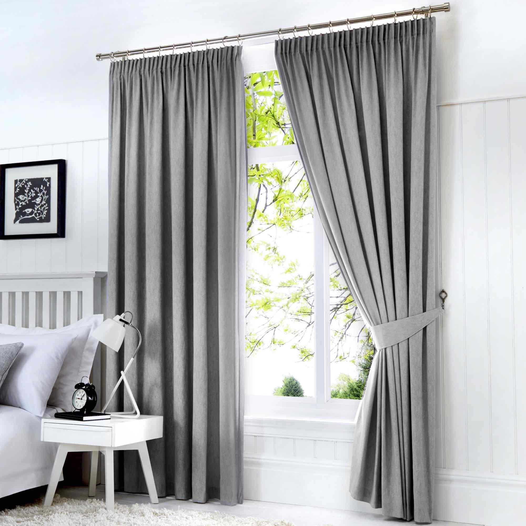Fusion - Silver Grey Blackout Curtains W66 x L54" (168 x 137cm) - Pencil Pleat Curtains in Light Grey - 2x Panels - Thermal Curtains for Bedroom & Living Room - Pleated Curtains and Drapes in Silver