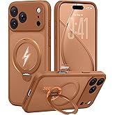 GolbinBox 360° Spin Magnetic Stand for iPhone 17 Pro Max Case, [Compatible with MagSafe] [Full Camera Protection] [16FT Military Drop Protection], Silm Translucent Matte Phone Case, Rose Orange