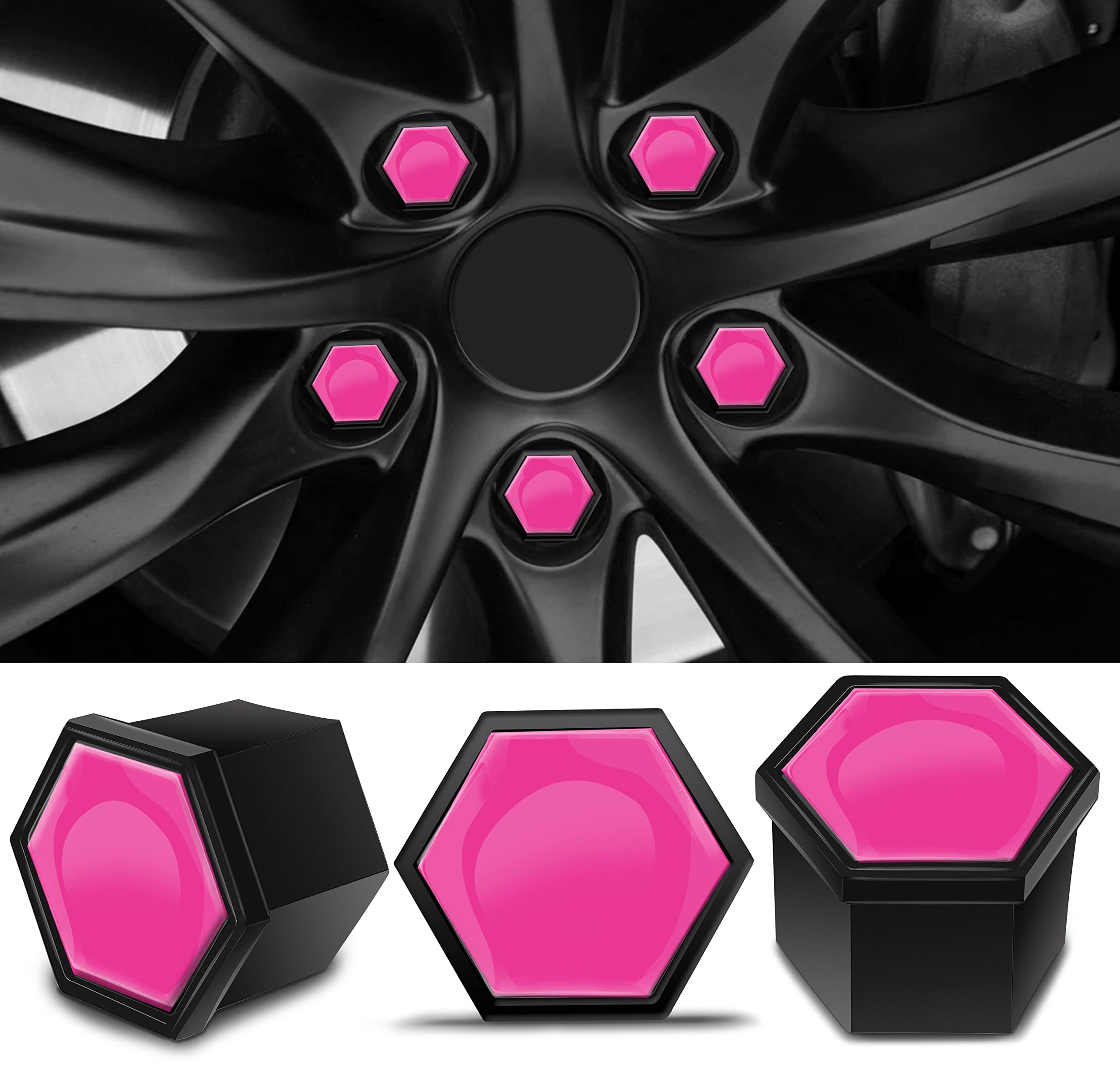 Photo 1 of SkinoEu Wheel Nut Covers Locking Bolt Caps Universal Pink 17mm NB 40