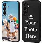 Custom Phone Case Personalized Photo for Samsung Galaxy S25/S24/S23/S22/S21 FE Plus Ultra A56 A36 A26 A15 A55 A35, Customized Picture Case Silicone Cover Gift for Lover Friends Family-Black (1 Photo)