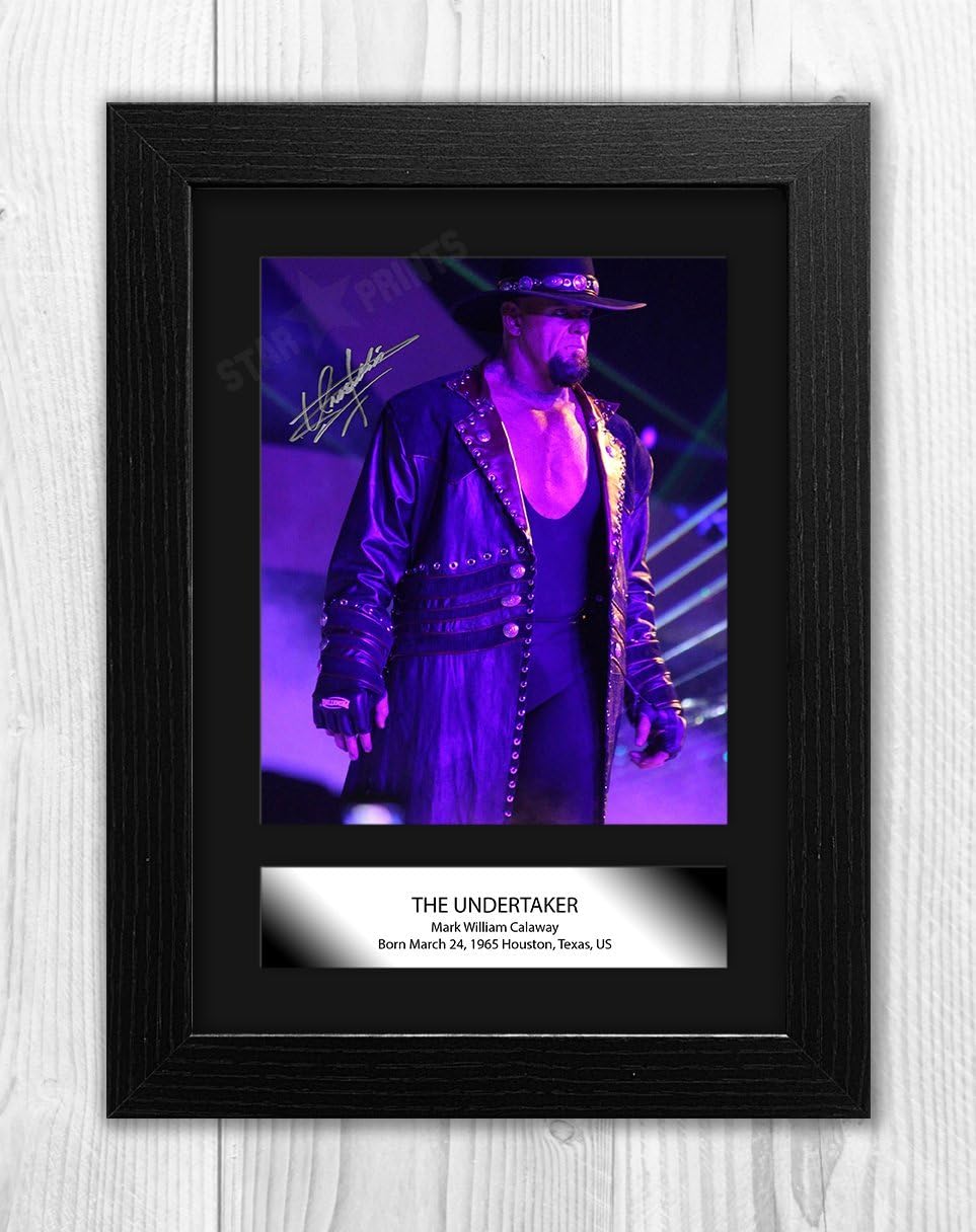 The Undertaker WWE Wrestler Signed Autograph Reproduction Photo A4 (Black Frame)