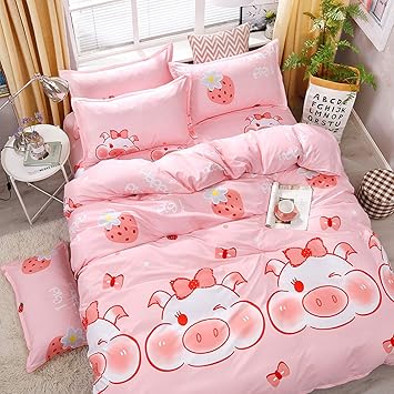 Amazon Com Ludan Bedding Set Pig Cartoon Print 3pcs Bedding Set