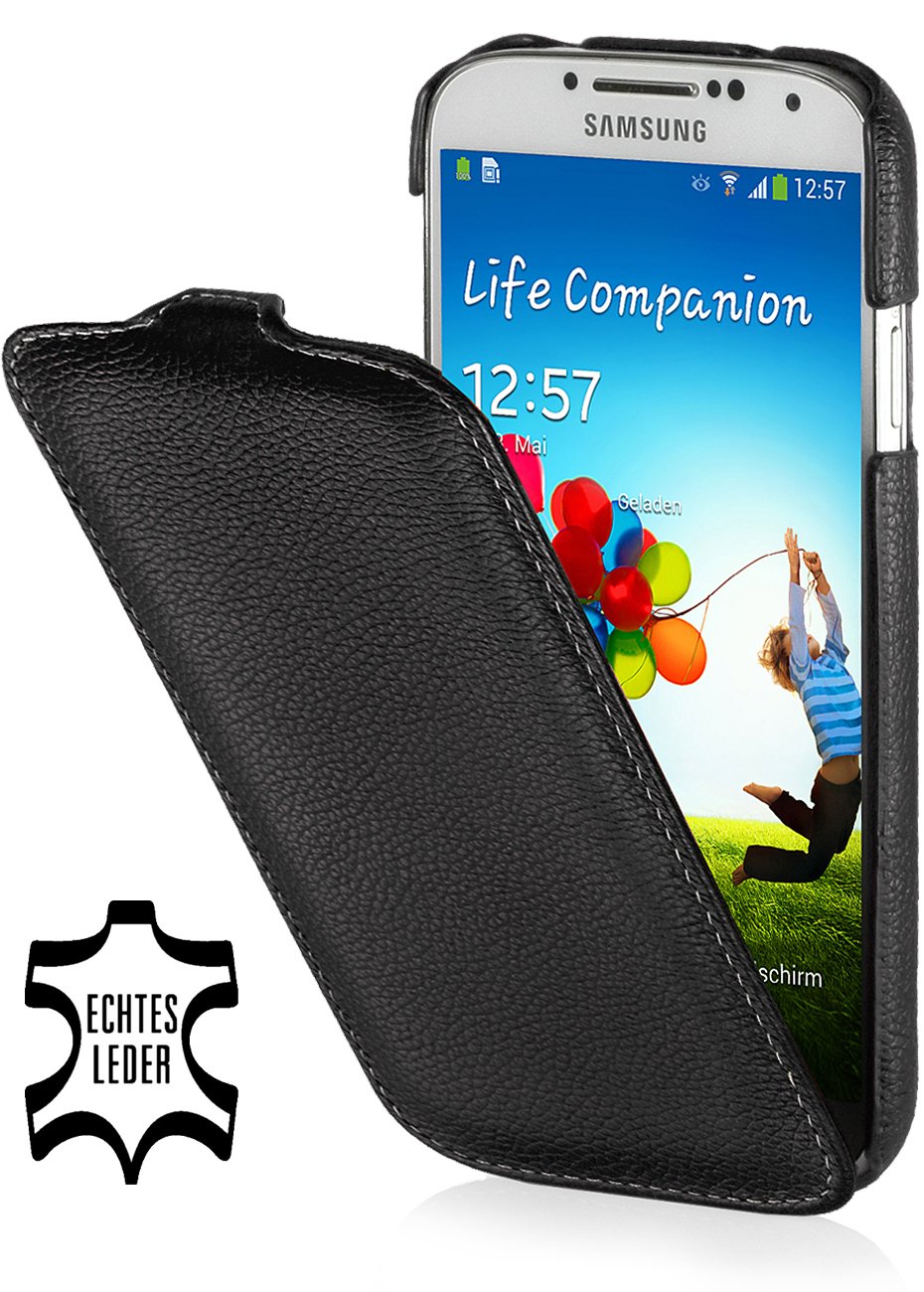 STILGUT - UltraSlim Leather Case Compatible with Samsung Galaxy S4 Black