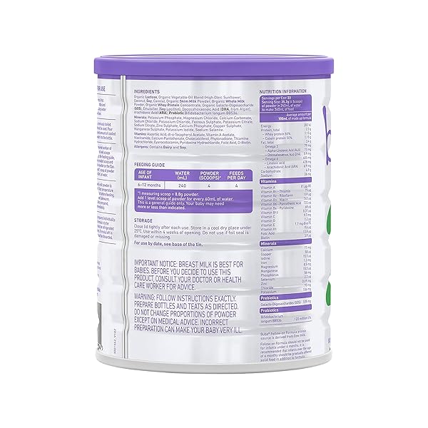 BUBS ORGANIC GRASS FED FOLLOW-ON FORMULA STAGE 2, MADE WITH NON-GMO COW’S MILK, FOR INFANTS 6-12 MONTHS, 28.2 OZ