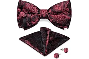 Bow Ties for Men Pocket Square Cufflinks Set Wedding Party Formal