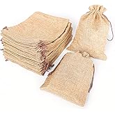 LYSXP 50PCS Burlap Bags with Drawstring,5x7 Inch Drawstring Gift Bag Jewelry Pouches for Wedding Party Favors, DIY Craft Christmas Presents