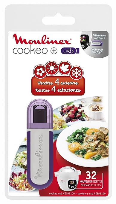Moulinex XA600611 USB-Stick, 32 Rezepte, 4 Jahreszeiten, Zubehör Cookeo, offiziell, kompatibel mit Multikocher Cookeo YY2943F