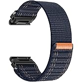 Nylon Watch Band for Garmin Fenix 8 Fenix E 47mm/Fenix 7/7 Pro/6/6 Pro/5/5 Plus, Forerunner 965/945/Approach S70/S62/S60/Epix 2 Pro 47mm, Wristband Replacement Strap for Garmin QuickFit 22mm,Dark Blue
