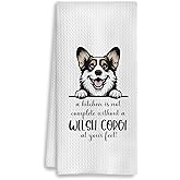 Welsh Corgi Kitchen Towels, Corgi Gifts for Corgi Lovers, Corgi Decor Dish Towels Tea Towels for Kitchen, Corgi Gifts for Women Decorative Hand Towels for Kitchen, 16x24 Inches