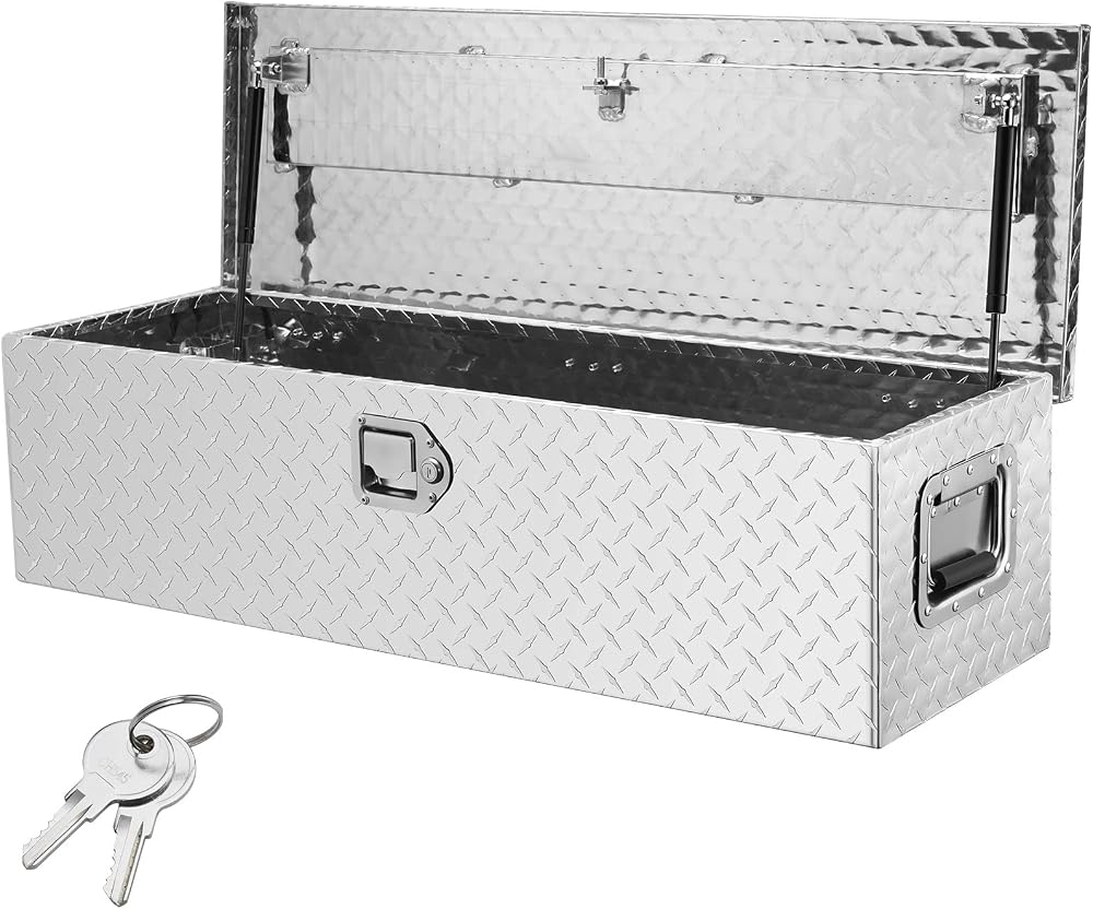 VEVOR Heavy Duty Aluminum Truck Bed Tool Box Diamond Plate 39x13x10 Silver