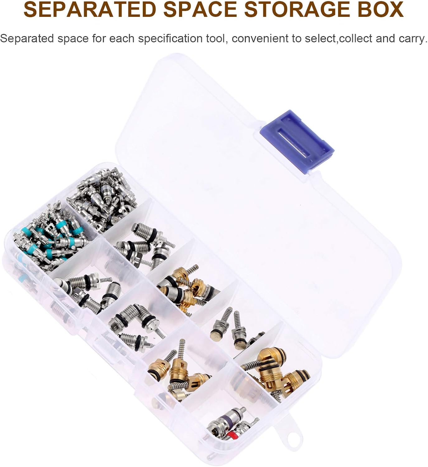 102Pcs Car Air Conditioning Valve Core Kit, Auto AC Repair Complete Tool Box Set, A/C R12 R134A 100Pcs Refrigeration Tire Valve Stem Cores, 2Pcs Removal Tool, for Car Air Contitionaing Repair: Automotive