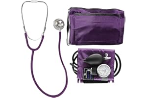 MABIS MatchMates Manual Blood Pressure Kit with Aneroid Sphygmomanometer and Dual Head Stethoscope Combination with Calibrated Nylon Cuff, Purple