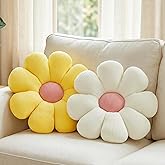 2 Pcs Flower Pillow Decorative Throw Pillows for Girls Preppy Room Decor, Cute Aesthetic Flower Daisy Shaped Throw Pillows fo