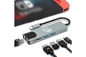 SHINEEKEE USB C Hub, Ethernet Adapter HDMI Docking Station for Nintendo Switch/Switch OLED/MacBook/iPad/iPhone/Android Phone/Laptop, 5in1 Port Portable Multiport TV Adapter Samsung Dex Electronic Accessories