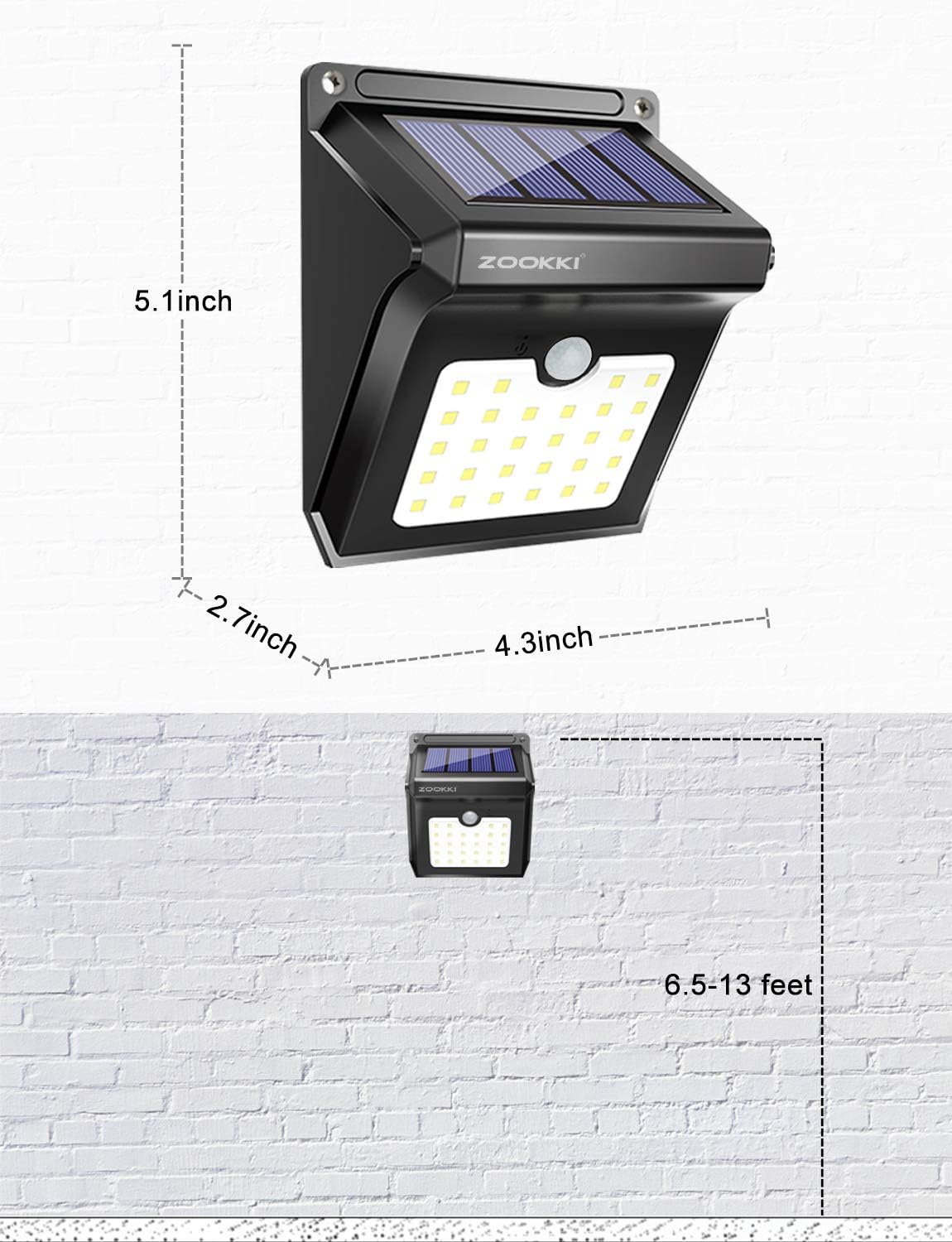 ZOOKKI Solar Lights Outdoor, 28 LED Wireless Motion Sensor Lights, IP65 Waterproof Wall Light Easy-to-Install Security Lights for Outdoor Garden, Patio, Yard, Deck, Garage, Driveway, Fence 4 Pack - - 