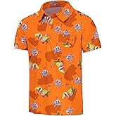 Silenroar Kids Hawaiian Shirt Boys Golf Polo Beach Top Tropical, Short Sleeve Aloha Printed Tee