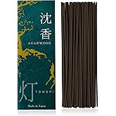 Agarwood Premium Japanese Incense Sticks 60sticks Coreless Low Smoke Natural Charcoal Free Non Toxic Temple Kyoto Aroma Aromatherapy Meditation Calming Stress Relief Relaxation Yoga Zen TOMORI