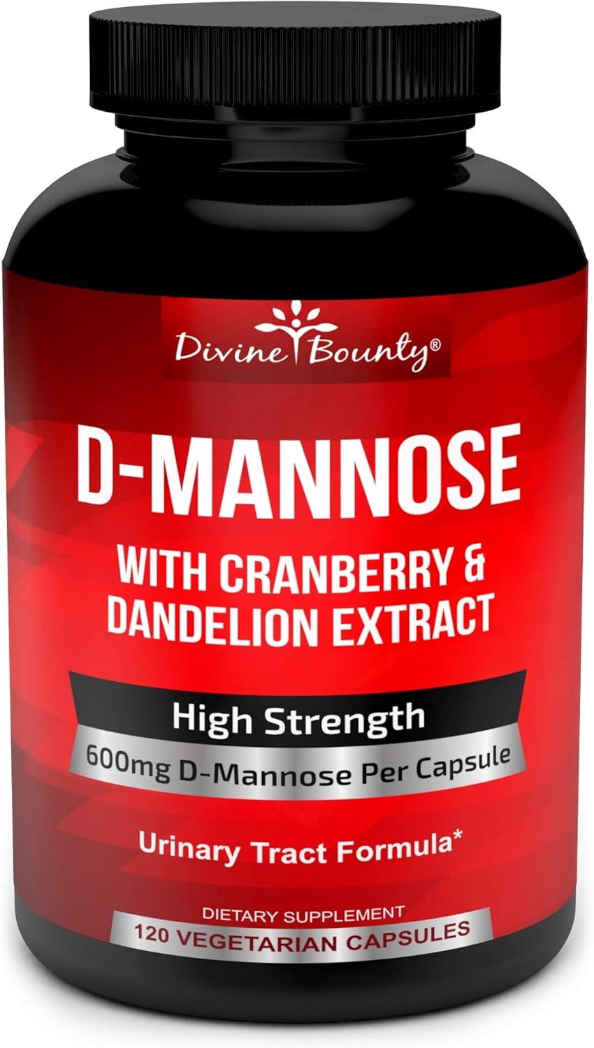 D-Mannose Capsules - 600mg D Mannose Powder per Capsule with Cranberry and Dandelion Extract to Support Normal Urinary Tract Health - 120 Veggie Capsules: Health & Personal Care