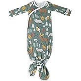 Copper Pearl Baby Gown - Knotted Newborn Sleepers for Baby Boy and Girl, Soft Stretchy Long Sleeve Infant Gowns with Bottom Tie and Hand Mittens, Perfect Hospital Coming Home Outfit (Atwood)