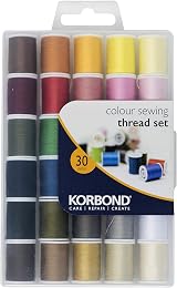 Korbond 1350m Polyester Thread Set - 30 Colours for Sewing & Crafting