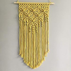 Winterdemoon Handmade Cotton Home Decor Macrame Wall Hanging Yellow