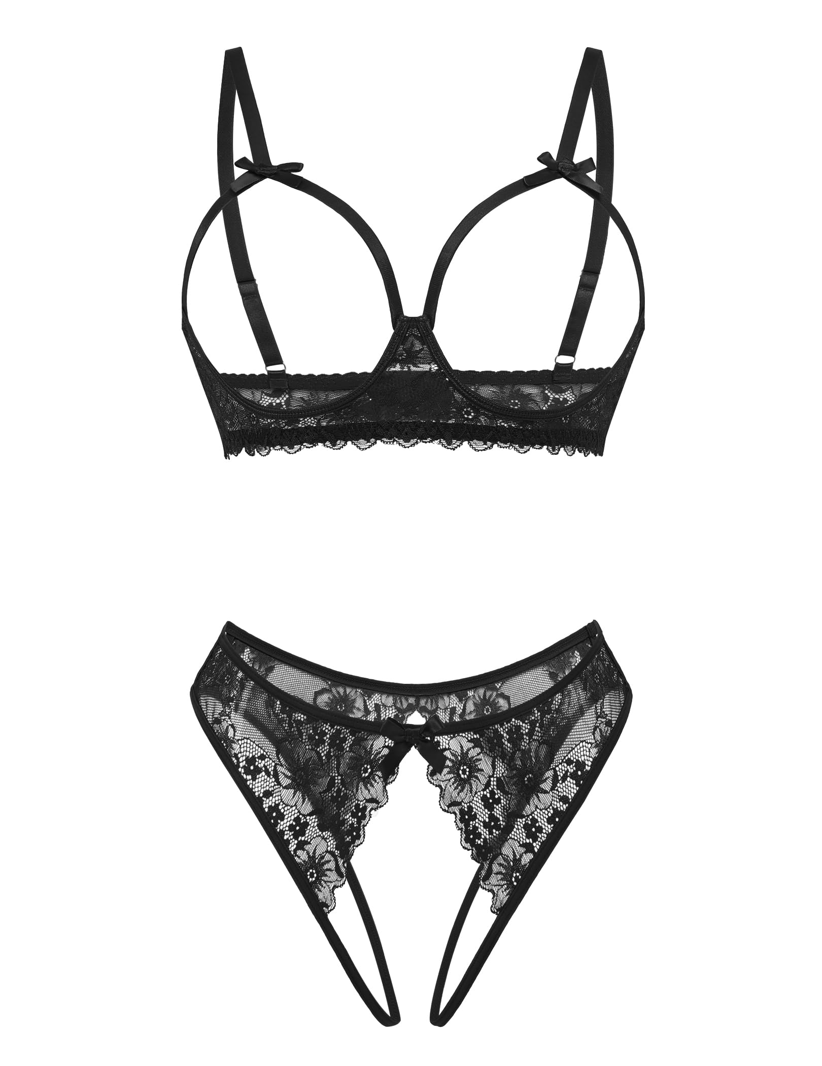 Avidlove Women's Exotic Lingerie Sets Naughty 2 Pieces Bra Panty Set Sexy Cutout Lace Lingerie