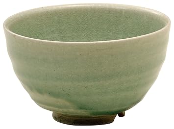 【クリックで詳細表示】信楽焼 へちもん 明山窯作 抹茶碗 緑釉 3-2702