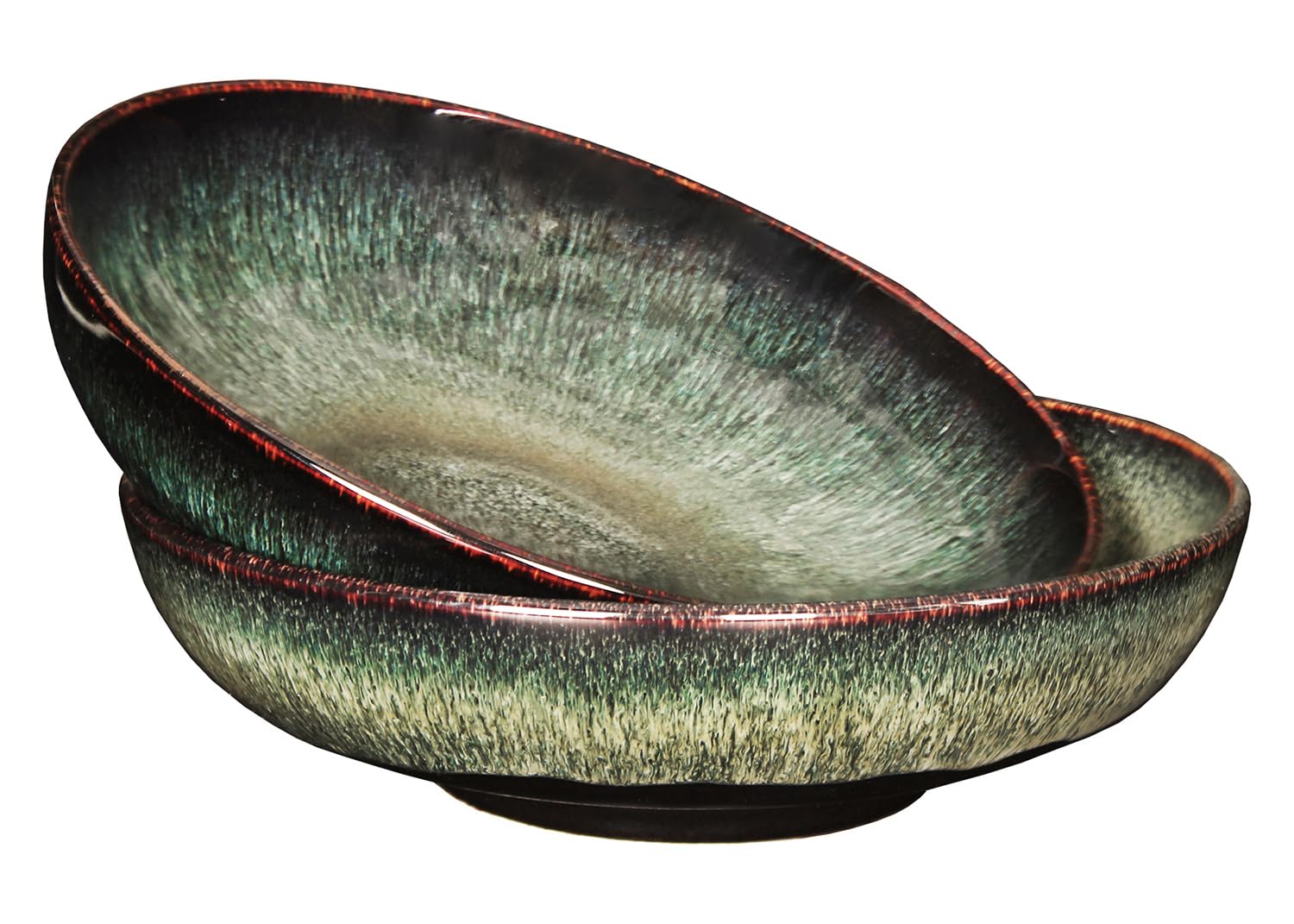 Jinsongdafa Ceramic Pasta Bowls Set of 2, Salad Bowls Soup Plates 1600 ML, Microwave & Dishwasher Safe, Modern Porcelain Dishes 25.2 CM