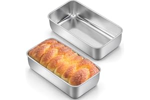 LIANYU 2 Pack Bread Loaf Pans for Baking Bread, Stainless Steel Bread Loaf Pan, Bread Pans for Homemade Bread, Long Meatloaf Baking Pan, Loaf Tin Pan for Banana Bread, Dishwasher Safe