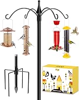 iBorn Bird Feeder Hanging Station 87Inch Heavy Duty Pole with 4 Hooks